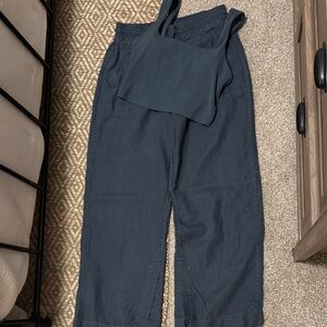 Athleta Transcend Square Neck Crop and Retreat Linen High Rise Wide Leg Pant